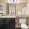 a bathroom with a marble countertop