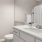 a bathroom with a large mirror